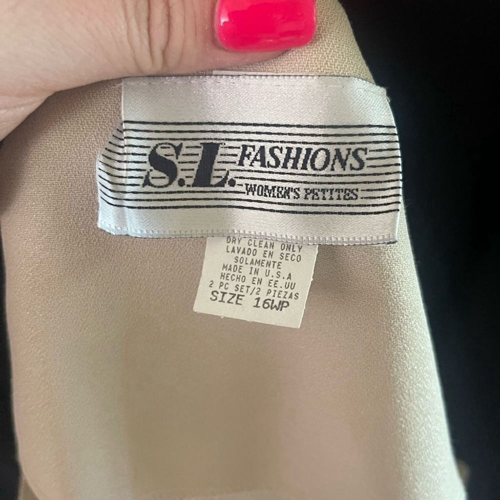 Sl FASHIONS | Vintage Women's Blue & Beige Rayon Top & Dress 2 Piece Set 16WP - Picture 10 of 16